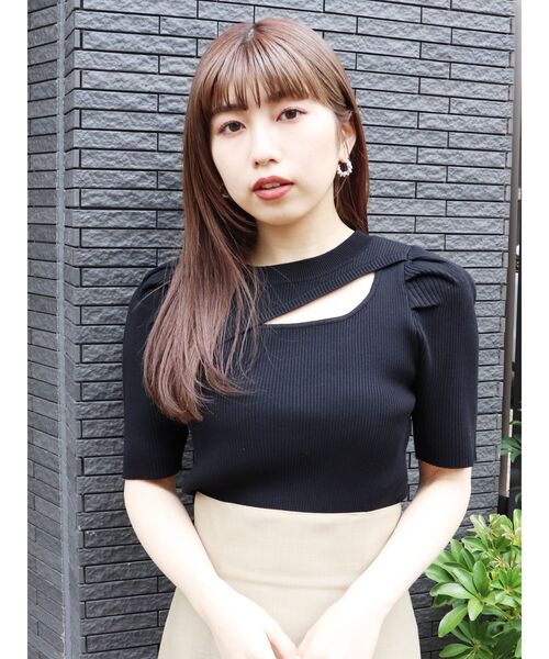 MURUA（ムルーア）の「タックパフスリーブニットトップス（ニット/セーター・レディース・ホワイト/ブラック/ブルー・FREE）」の8枚目の写真