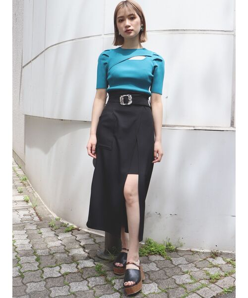 MURUA（ムルーア）の「タックパフスリーブニットトップス（ニット/セーター・レディース・ホワイト/ブラック/ブルー・FREE）」の12枚目の写真