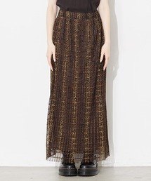 X-girl | PLEATED SHEER SKIRT/ヒョウ柄 メッシュ プリーツ シアースカート/ロングスカート(スカート)