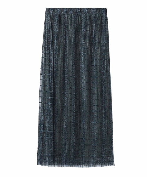 X-girl（エックスガール）の「PLEATED SHEER SKIRT/ヒョウ柄 メッシュ プリーツ シアースカート/ロングスカート（スカート・レディース・ベージュ/グリーン・S/M）」の16枚目の写真