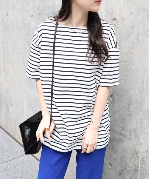 HONEYSUCKLE ROSE(ハニーサックルローズ)の「【HONEYSUCKLE ROSE】ボーダーTシャツ(Tシャツ/カットソー・レディース・ネイビー/ピンク/ブルー/グリーン・M/L)」の16枚目の写真