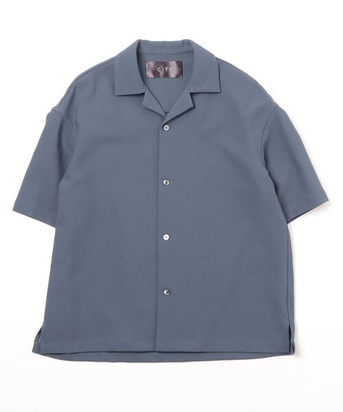 city（シティ）の「OPEN COLLAR SHIRTS/トロミオープンカラーシャツ/半袖（シャツ/ブラウス・メンズ・ブラック/インディゴブルー・2/3/1）」の2枚目の写真