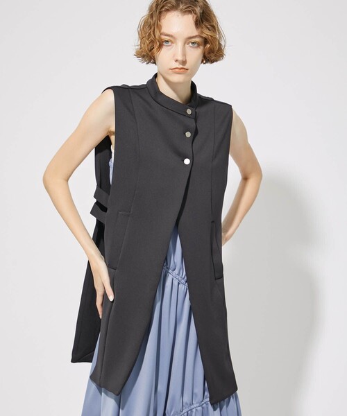 CITY TOKYO（シティトウキョウ）の「サイドオープンカットジレ（ベスト・レディース・ライトグレー/ブラック・FREE）」の2枚目の写真