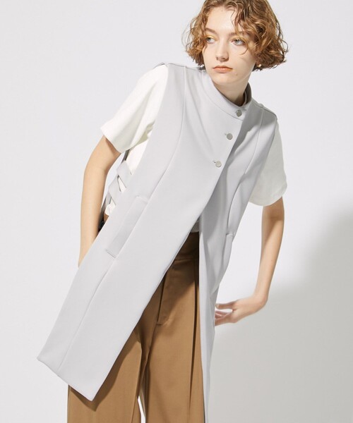 CITY TOKYO（シティトウキョウ）の「サイドオープンカットジレ（ベスト・レディース・ライトグレー/ブラック・FREE）」の4枚目の写真