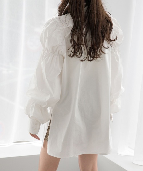 Heather(ヘザー)の「袖クシュチュニック 123098(シャツ/ブラウス・レディース・オフホワイト/ブラック/ブラウン系・FREE)」の7枚目の写真