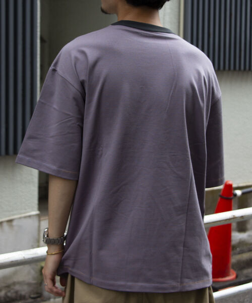 GLOSTER（グロスター）の「【GLOSTER ROAD/グロスターロード】ミジンボーダー リンガーTシャツ ビッグシルエット（Tシャツ/カットソー・メンズ・ホワイト系その他/ブルー系その他/ベージュ系その他/レッド系その他・L/M）」の21枚目の写真