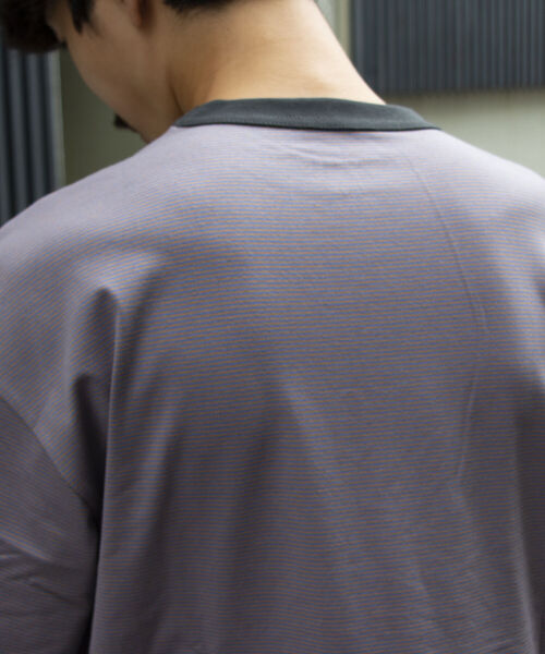 GLOSTER（グロスター）の「【GLOSTER ROAD/グロスターロード】ミジンボーダー リンガーTシャツ ビッグシルエット（Tシャツ/カットソー・メンズ・ホワイト系その他/ブルー系その他/ベージュ系その他/レッド系その他・L/M）」の14枚目の写真