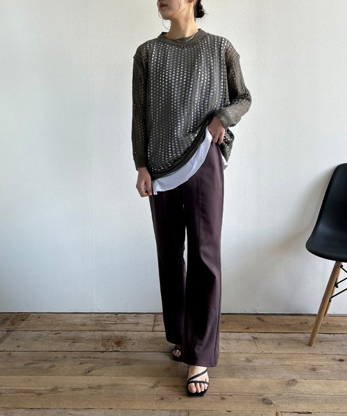 Kotoe(コトエ)の「レディース ビッグシルエット メッシュ編みニット セーター(ニット/セーター・レディース・ホワイト/ブラック/カーキ/グレー・FREE)」の21枚目の写真