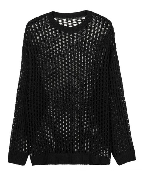 Kotoe(コトエ)の「レディース ビッグシルエット メッシュ編みニット セーター(ニット/セーター・レディース・ホワイト/ブラック/カーキ/グレー・FREE)」の14枚目の写真