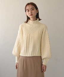 CLEIO | 【CLEIO】ケーブル切替ハイネックニット(ニット/セーター)