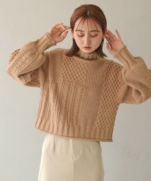 【CLEIO】ケーブル切替ハイネックニット