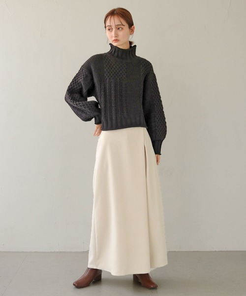 CLEIO（クレイオ）の「【CLEIO】ケーブル切替ハイネックニット（ニット/セーター・レディース・ブラック/ベージュ/ライトグリーン/アイボリー・FREE）」の19枚目の写真