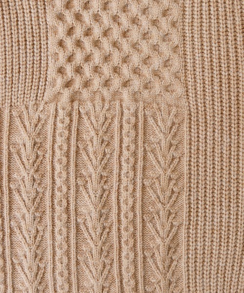 CLEIO（クレイオ）の「【CLEIO】ケーブル切替ハイネックニット（ニット/セーター・レディース・ブラック/ベージュ/ライトグリーン/アイボリー・FREE）」の5枚目の写真