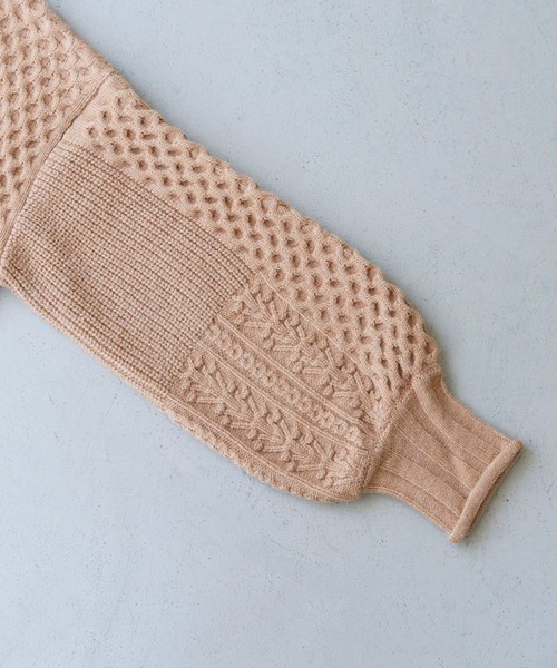 CLEIO（クレイオ）の「【CLEIO】ケーブル切替ハイネックニット（ニット/セーター・レディース・ブラック/ベージュ/ライトグリーン/アイボリー・FREE）」の7枚目の写真