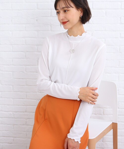 SHOO・LA・RUE（シューラルー）の「◆【旬コーデに！】シアー ハイネック トップス（Tシャツ/カットソー・レディース・ホワイト系/ブラック/ブラウン系・02/03）」の8枚目の写真