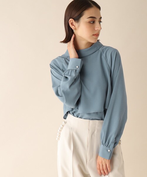 OPAQUE.CLIP（オペークドットクリップ）の「◆ロールカラーデザインブラウス（シャツ/ブラウス・レディース・ライトグレー/ブルー/ブラック/パープル系・38）」の4枚目の写真