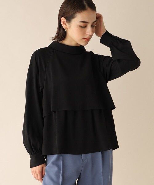 OPAQUE.CLIP（オペークドットクリップ）の「◆ロールカラーデザインブラウス（シャツ/ブラウス・レディース・ライトグレー/ブルー/ブラック/パープル系・38）」の2枚目の写真