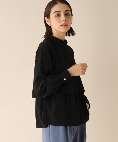 OPAQUE.CLIP（オペークドットクリップ）の「◆ロールカラーデザインブラウス（シャツ/ブラウス・レディース・ライトグレー/ブルー/ブラック/パープル系・38）」の12枚目の写真