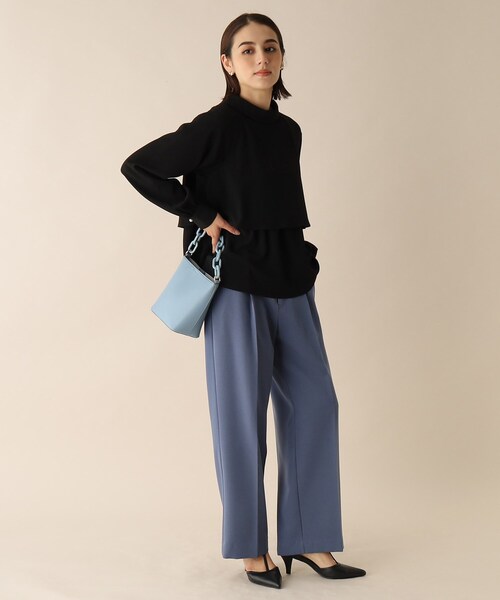 OPAQUE.CLIP（オペークドットクリップ）の「◆ロールカラーデザインブラウス（シャツ/ブラウス・レディース・ライトグレー/ブルー/ブラック/パープル系・38）」の16枚目の写真