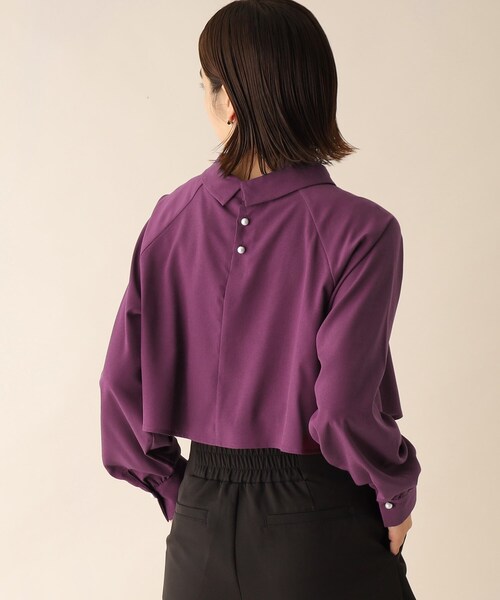 OPAQUE.CLIP（オペークドットクリップ）の「◆ロールカラーデザインブラウス（シャツ/ブラウス・レディース・ライトグレー/ブルー/ブラック/パープル系・38）」の20枚目の写真