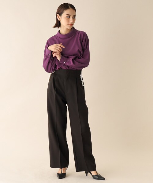 OPAQUE.CLIP（オペークドットクリップ）の「◆ロールカラーデザインブラウス（シャツ/ブラウス・レディース・ライトグレー/ブルー/ブラック/パープル系・38）」の9枚目の写真