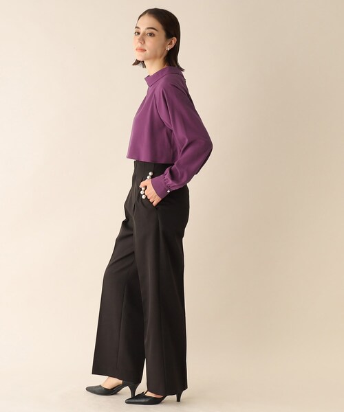 OPAQUE.CLIP（オペークドットクリップ）の「◆ロールカラーデザインブラウス（シャツ/ブラウス・レディース・ライトグレー/ブルー/ブラック/パープル系・38）」の13枚目の写真