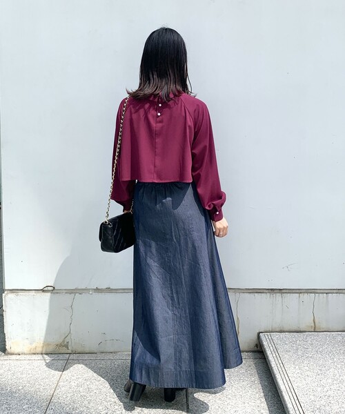 OPAQUE.CLIP（オペークドットクリップ）の「◆ロールカラーデザインブラウス（シャツ/ブラウス・レディース・ライトグレー/ブルー/ブラック/パープル系・38）」の10枚目の写真