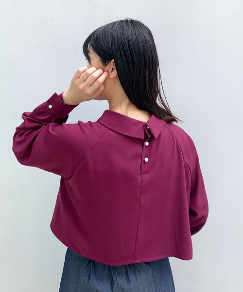 OPAQUE.CLIP（オペークドットクリップ）の「◆ロールカラーデザインブラウス（シャツ/ブラウス・レディース・ライトグレー/ブルー/ブラック/パープル系・38）」の14枚目の写真