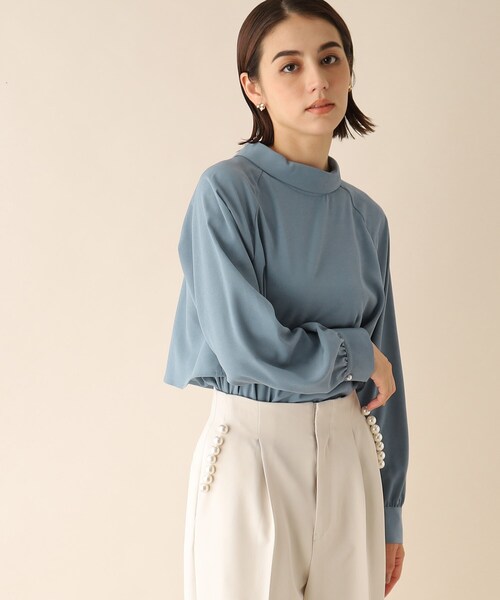 OPAQUE.CLIP（オペークドットクリップ）の「◆ロールカラーデザインブラウス（シャツ/ブラウス・レディース・ライトグレー/ブルー/ブラック/パープル系・38）」の18枚目の写真