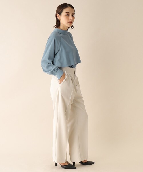 OPAQUE.CLIP（オペークドットクリップ）の「◆ロールカラーデザインブラウス（シャツ/ブラウス・レディース・ライトグレー/ブルー/ブラック/パープル系・38）」の7枚目の写真