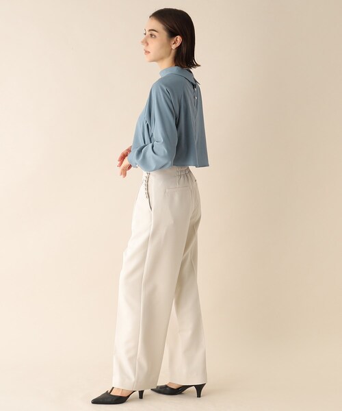 OPAQUE.CLIP（オペークドットクリップ）の「◆ロールカラーデザインブラウス（シャツ/ブラウス・レディース・ライトグレー/ブルー/ブラック/パープル系・38）」の22枚目の写真