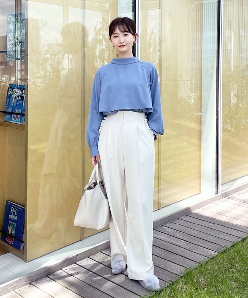 OPAQUE.CLIP（オペークドットクリップ）の「◆ロールカラーデザインブラウス（シャツ/ブラウス・レディース・ライトグレー/ブルー/ブラック/パープル系・38）」の11枚目の写真