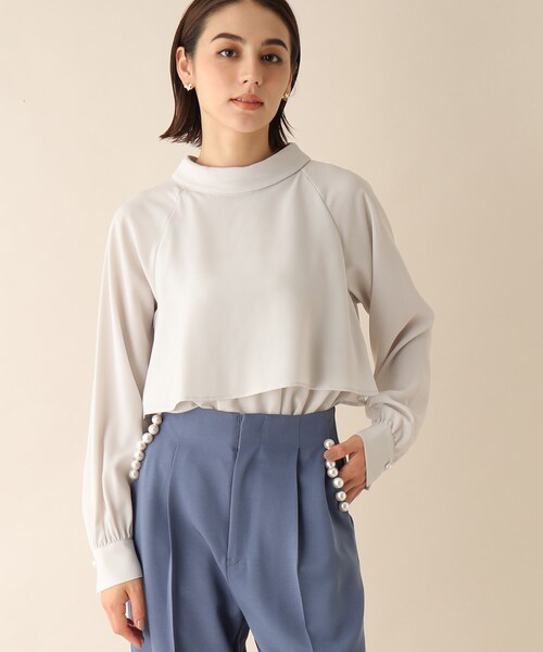 OPAQUE.CLIP（オペークドットクリップ）の「◆ロールカラーデザインブラウス（シャツ/ブラウス・レディース・ライトグレー/ブルー/ブラック/パープル系・38）」の19枚目の写真