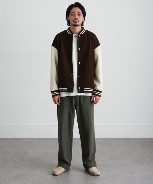 ZIP FIVE】 オーバーサイズ ウールライク スタジャン（スタジャン