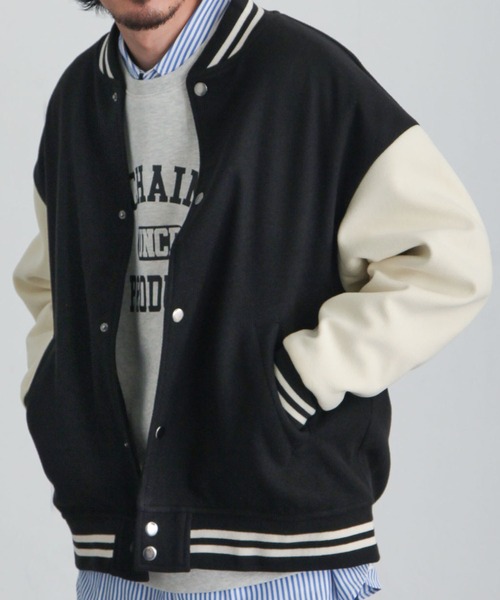 ZIP FIVE】 オーバーサイズ ウールライク スタジャン（スタジャン