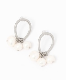 マットメタルリング淡水ピアス