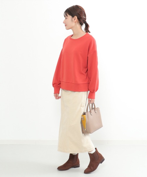 LBC（エルビーシー）の「ワイドリブパフ袖プルオーバー（Tシャツ/カットソー・レディース・オレンジ/オフホワイト/チャコールグレー・M/L）」の4枚目の写真