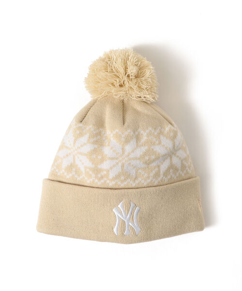 NEW ERA（ニューエラ）の「NEW ERA × BEAMS / 別注 Snow Pon Pon Knit Cap（ニットキャップ/ビーニー・メンズ・ブラウン/ベージュ/ネイビー・ONE SIZE）」の18枚目の写真