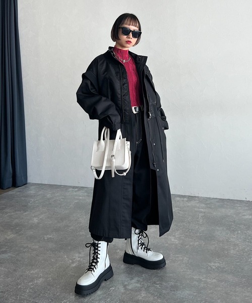 PAGEBOY(ページボーイ)の「CORE / レイヤードモッズコート(モッズコート・レディース・ブラック/カーキ・FREE)」の10枚目の写真