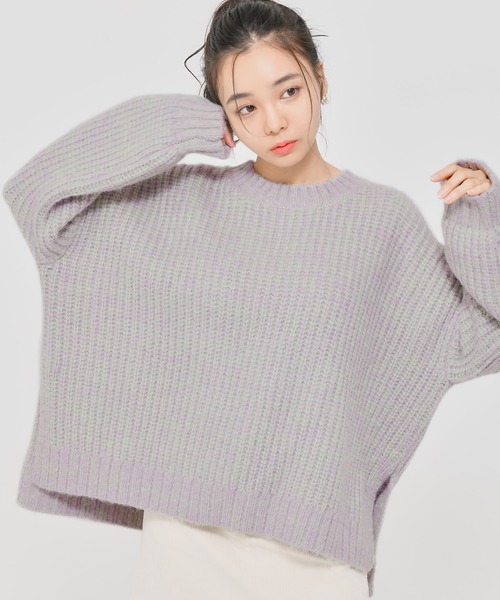 Dita Muaj.(ディータムアージュ)の「【ZOZO限定】Muaj.ストレッチ サイドスリット まぜカラーニットプルオーバー(ニット/セーター・レディース・ナチュラル/ベージュ/ライトパープル/グリーン・FREE)」の4枚目の写真