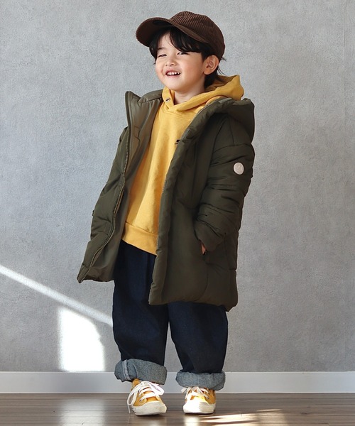 CIAOPANIC TYPY（チャオパニックティピー）の「【KIDS】フェイクダウン配色モンスターパーカー/中綿ロング（ダウンジャケット/コート・キッズ・カーキ/アイボリー/ブラック・S/M/L/XL/XXL）」の6枚目の写真