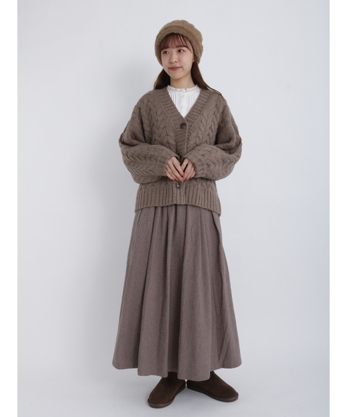 Samansa Mos2（サマンサ モスモス）の「ケーブルニットカーディガン（カーディガン/ボレロ・レディース・オフホワイト/モカ/チャコール・ﾌﾘ-）」の7枚目の写真