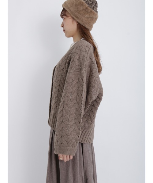 Samansa Mos2（サマンサ モスモス）の「ケーブルニットカーディガン（カーディガン/ボレロ・レディース・オフホワイト/モカ/チャコール・ﾌﾘ-）」の11枚目の写真
