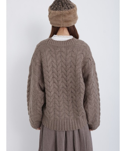 Samansa Mos2（サマンサ モスモス）の「ケーブルニットカーディガン（カーディガン/ボレロ・レディース・オフホワイト/モカ/チャコール・ﾌﾘ-）」の12枚目の写真