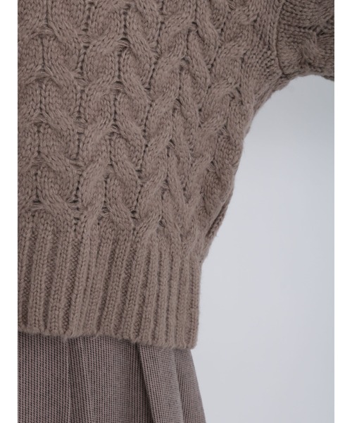 Samansa Mos2（サマンサ モスモス）の「ケーブルニットカーディガン（カーディガン/ボレロ・レディース・オフホワイト/モカ/チャコール・ﾌﾘ-）」の16枚目の写真