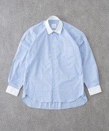 BRICK & SONS | リラックスバックプリーツシャツ＜サックスブルーストライプ＞(シャツ/ブラウス)