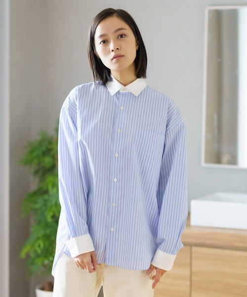 BRICK & SONS(ブリックアンドサンズ)の「リラックスバックプリーツシャツ<サックスブルーストライプ>(シャツ/ブラウス・メンズ・サックスブルー・LL/S/M/L/XS)」の6枚目の写真