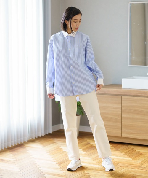 BRICK & SONS(ブリックアンドサンズ)の「リラックスバックプリーツシャツ<サックスブルーストライプ>(シャツ/ブラウス・メンズ・サックスブルー・LL/S/M/L/XS)」の7枚目の写真