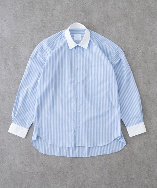 BRICK & SONS(ブリックアンドサンズ)の「リラックスバックプリーツシャツ<サックスブルーストライプ>(シャツ/ブラウス・メンズ・サックスブルー・LL/S/M/L/XS)」の10枚目の写真