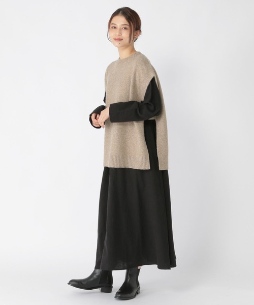 studio CLIP（スタディオクリップ）の「5ゲージふわふわニットベスト（ベスト・レディース・モカ/グレー/オフホワイト・FREE）」の15枚目の写真